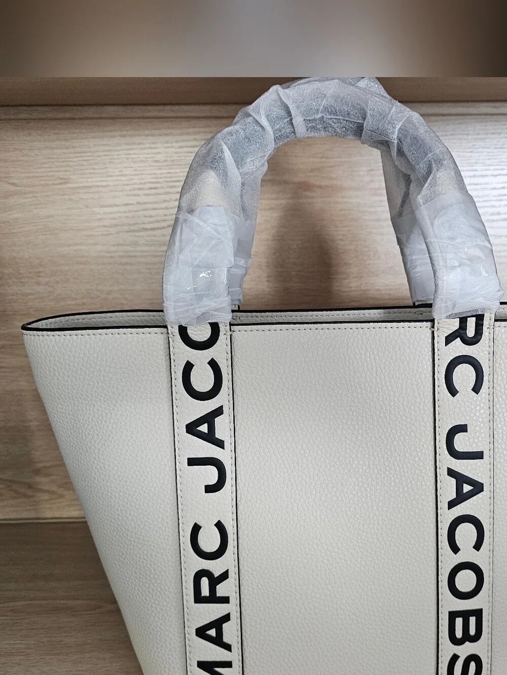Marc Jacobs Marshmallow Pebbled Leather Tote with Logo Straps